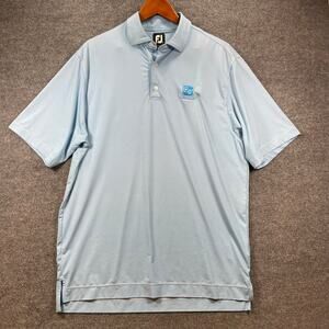 FootJoy Golf Polo Shirt Men's Large Blue Striped GW Invitational Logo Stretch